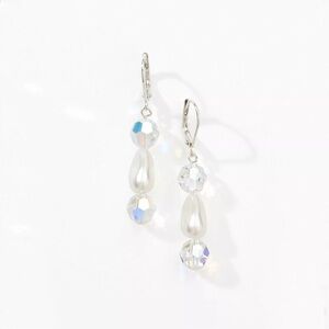 Touchstone Crystal Aurore boreal Swarovski Crystal and Pearl Drop Earrings